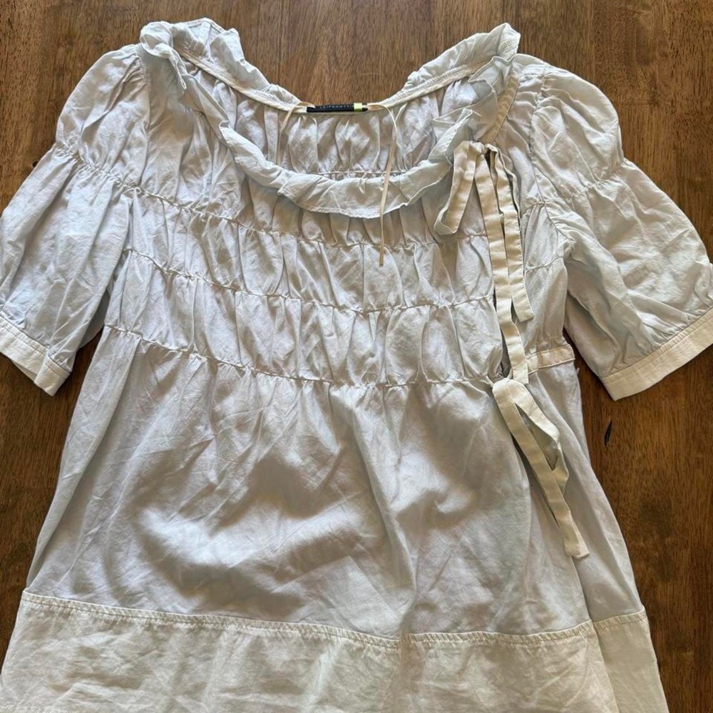 Leifsdottir Anthropologie Top Womens Size 4 Ruffle Sleeve Gray